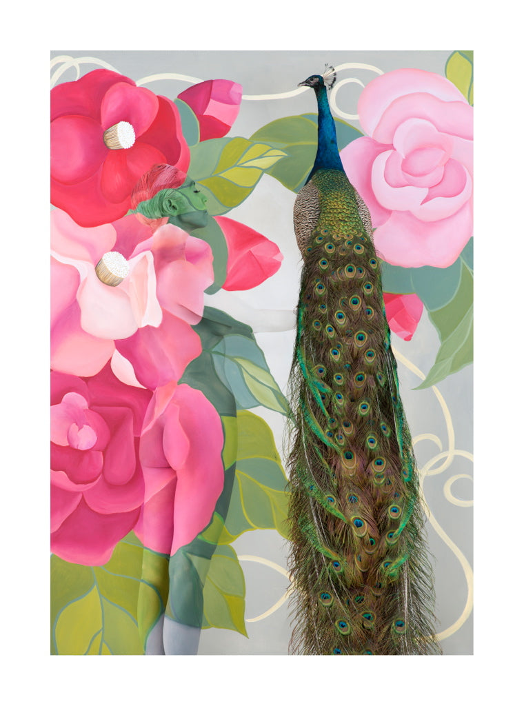 Camellia and Peacock 104x140cm - STOCKTAKE SALE @ 50% off - RRP $8400