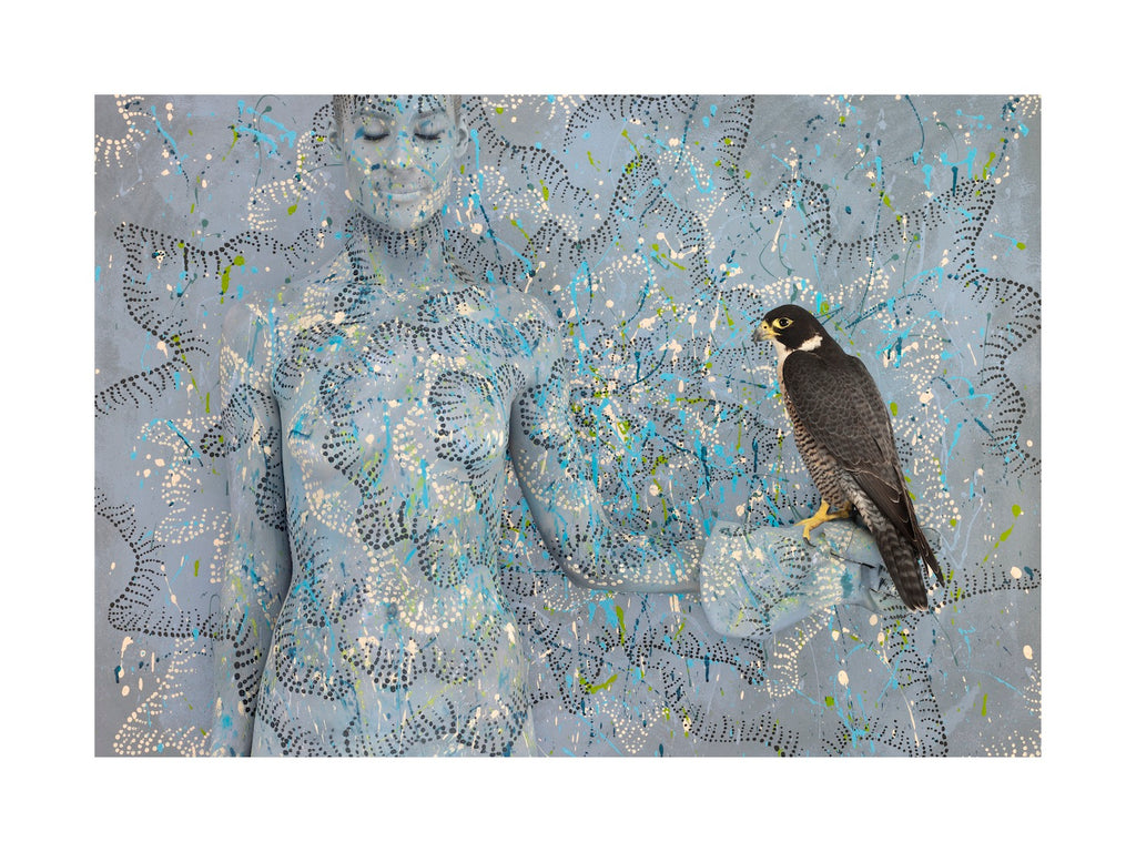 Peregrine Falcon with Spotted Sun 140x104cm - STOCKTAKE SALE @ 50% off - RRP $8400