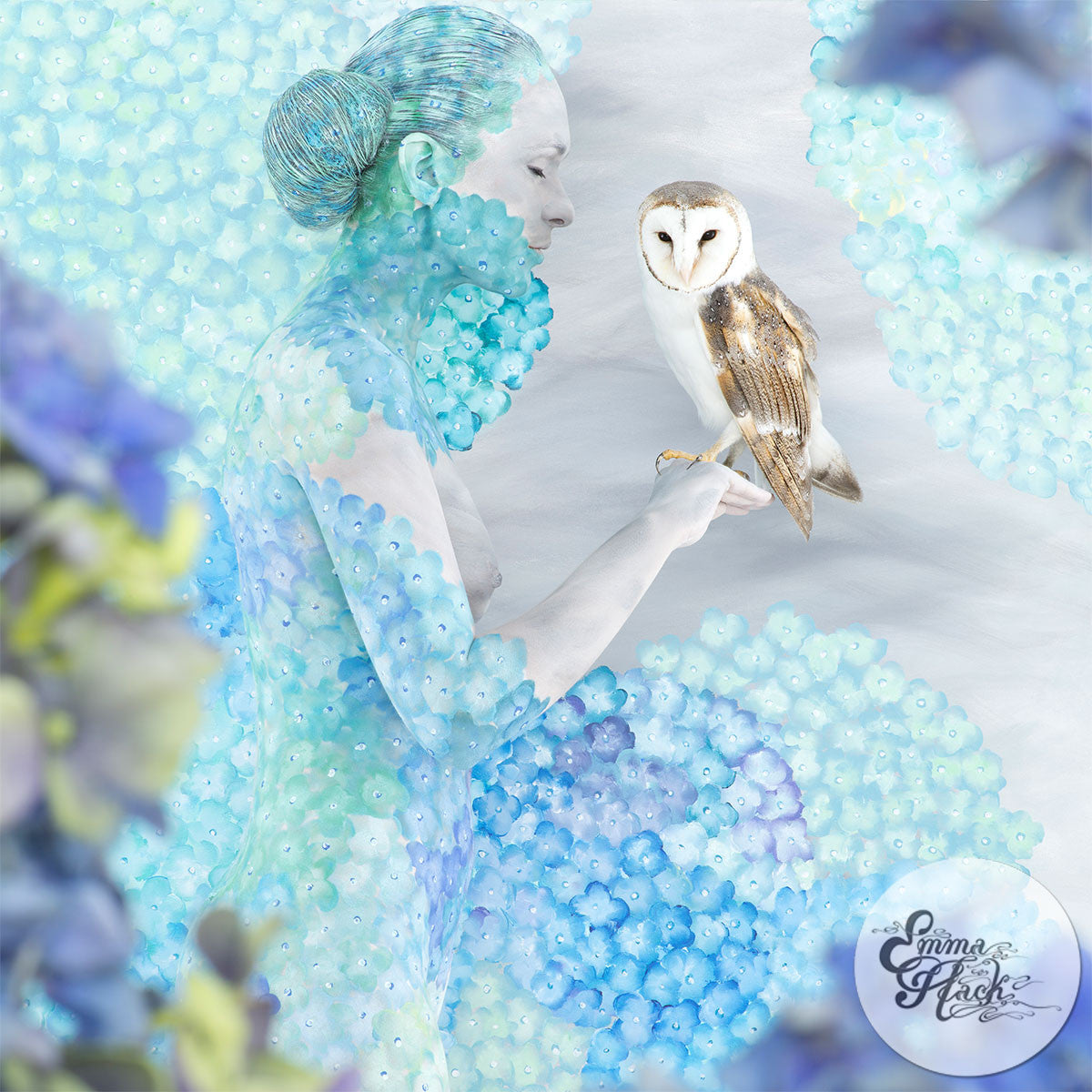 Hydrangea Cradled Owl II