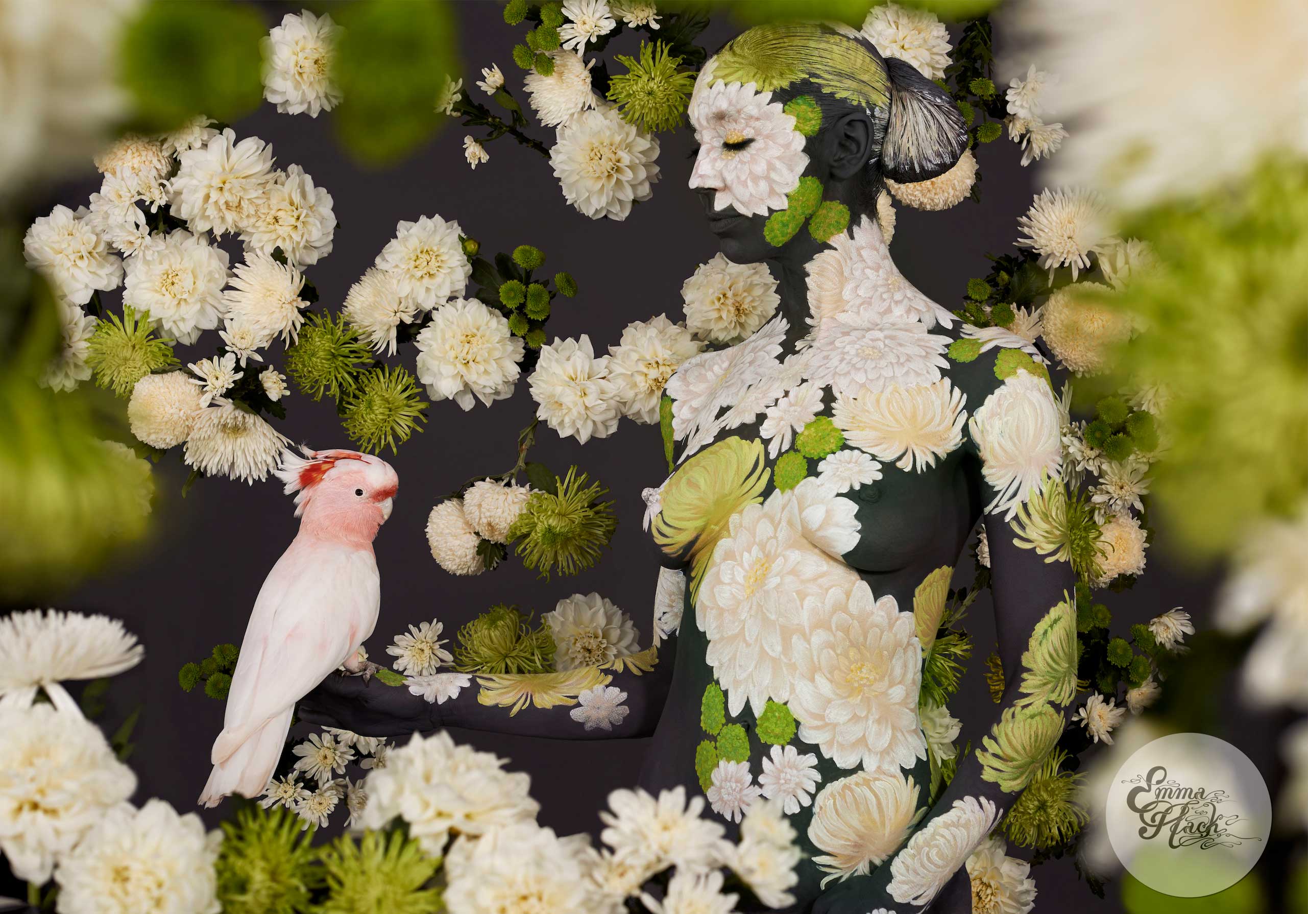 Charlotte with Chrysanthemum and Dahlia