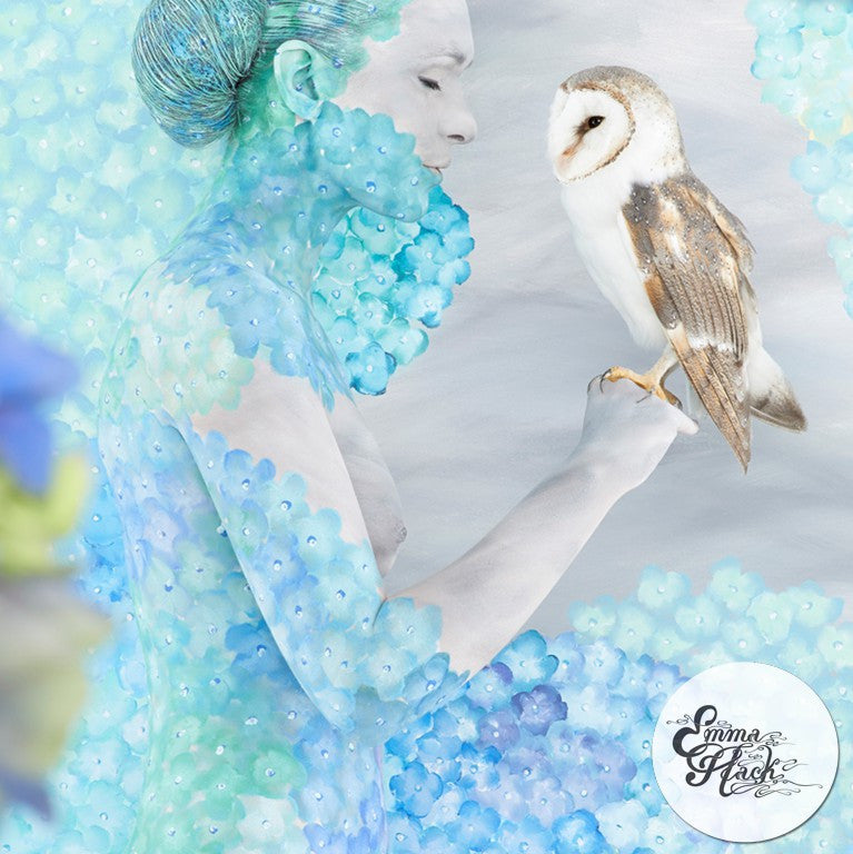 Hydrangea Cradled Owl